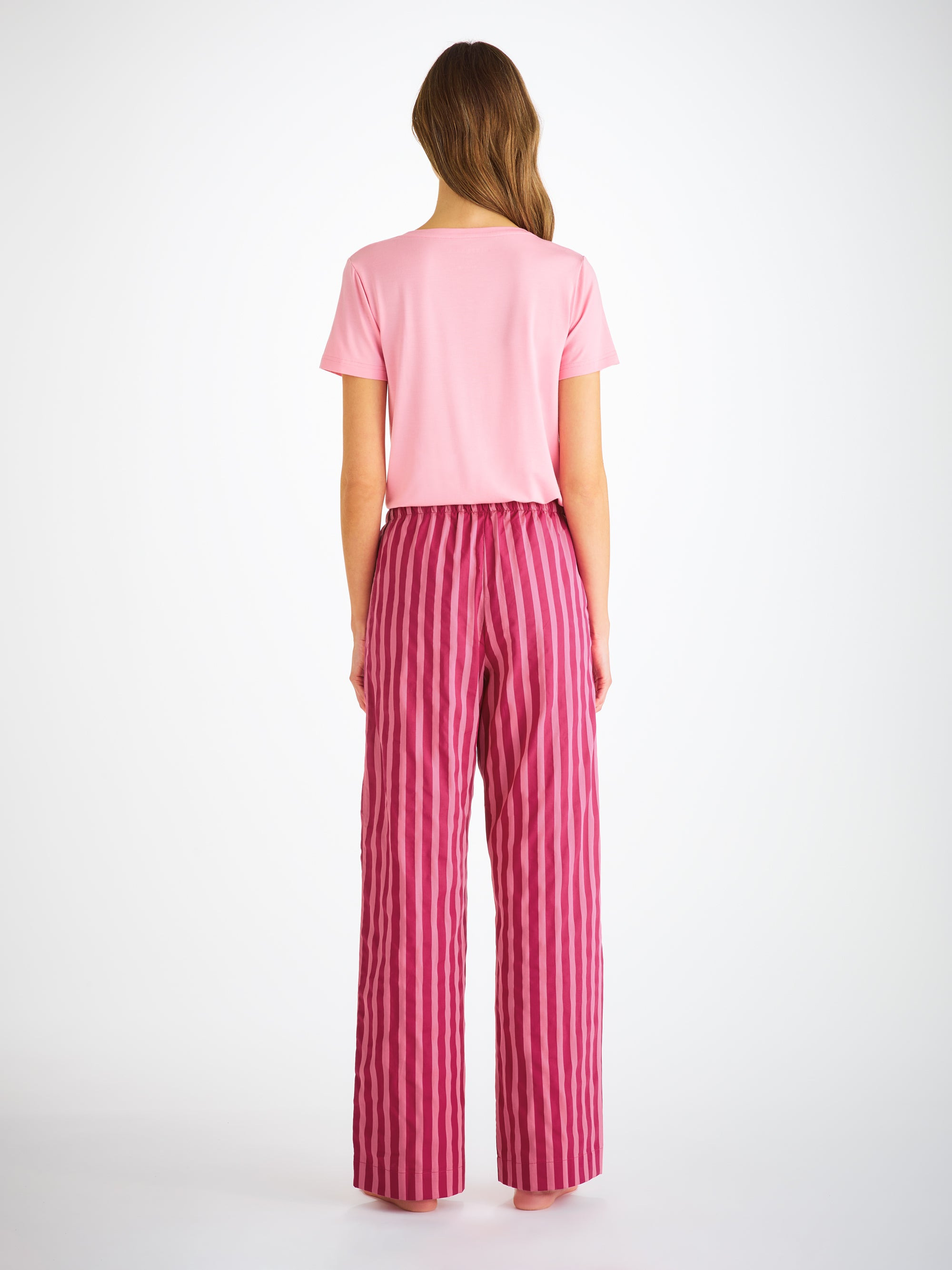 Women's Lounge Pants Capri 25 Cotton Batiste Pink - 4