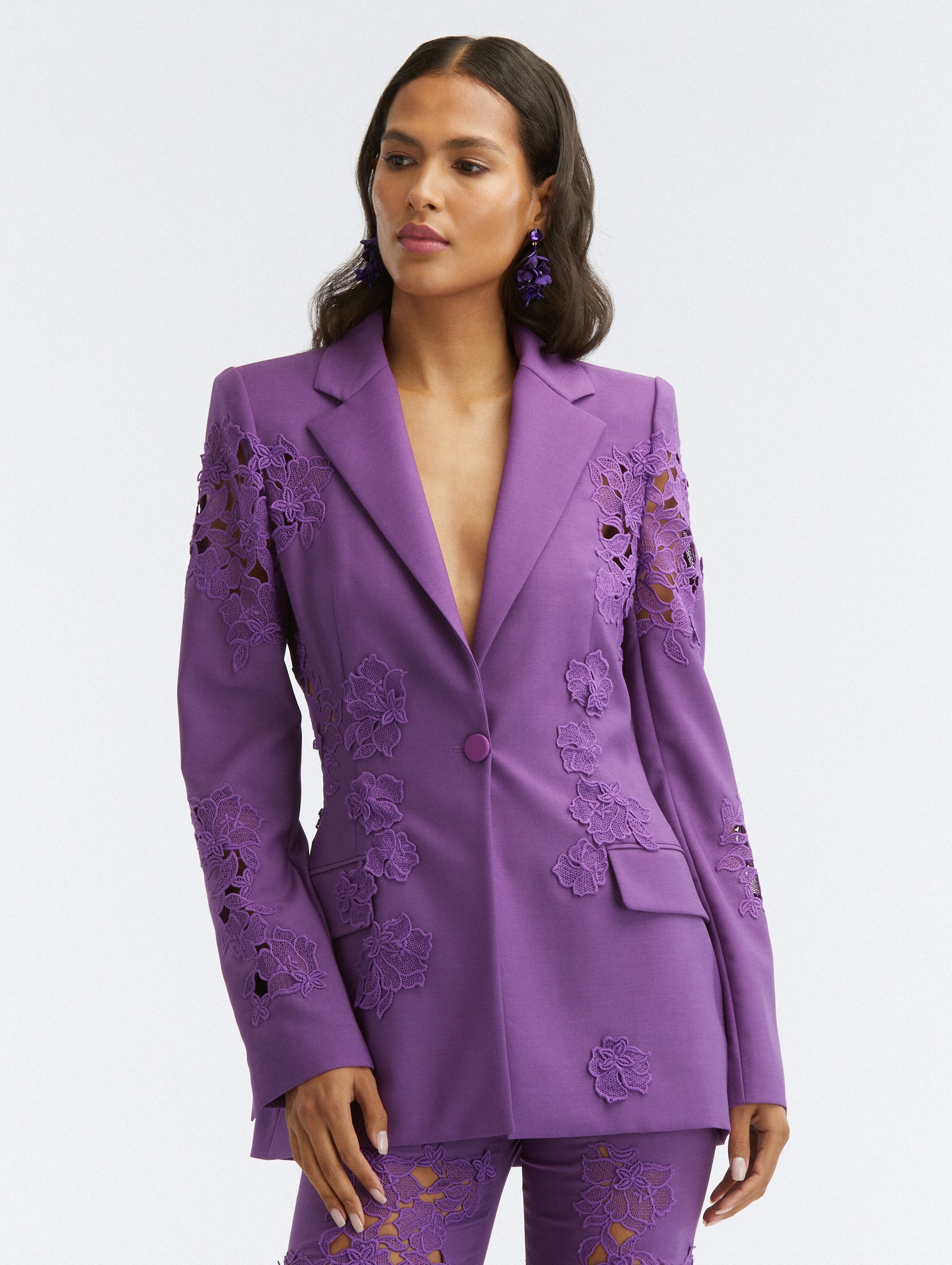 FLORAL GUIPURE INSET BLAZER - 2