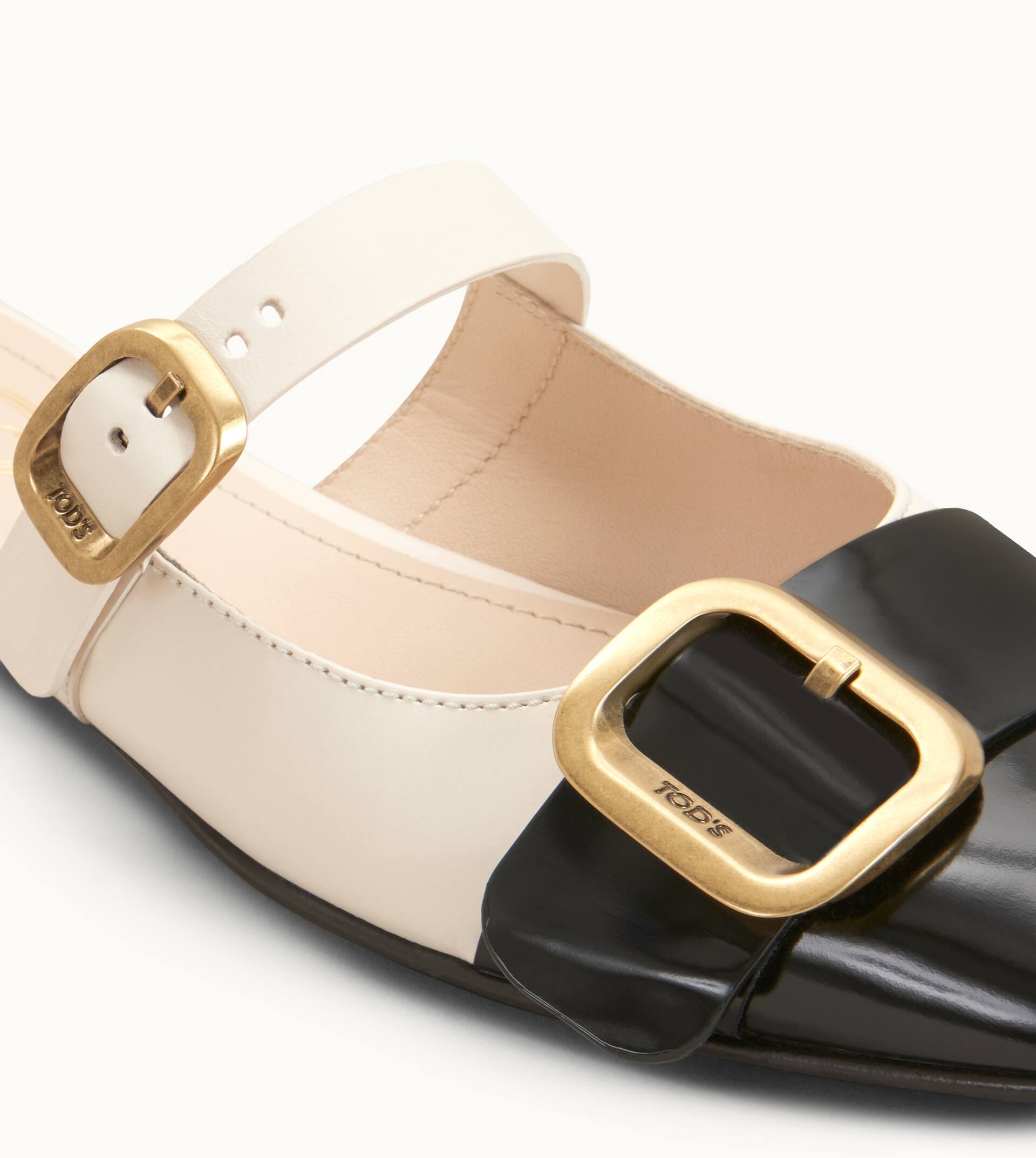 SANDALS IN LEATHER - WHITE, BLACK - 7