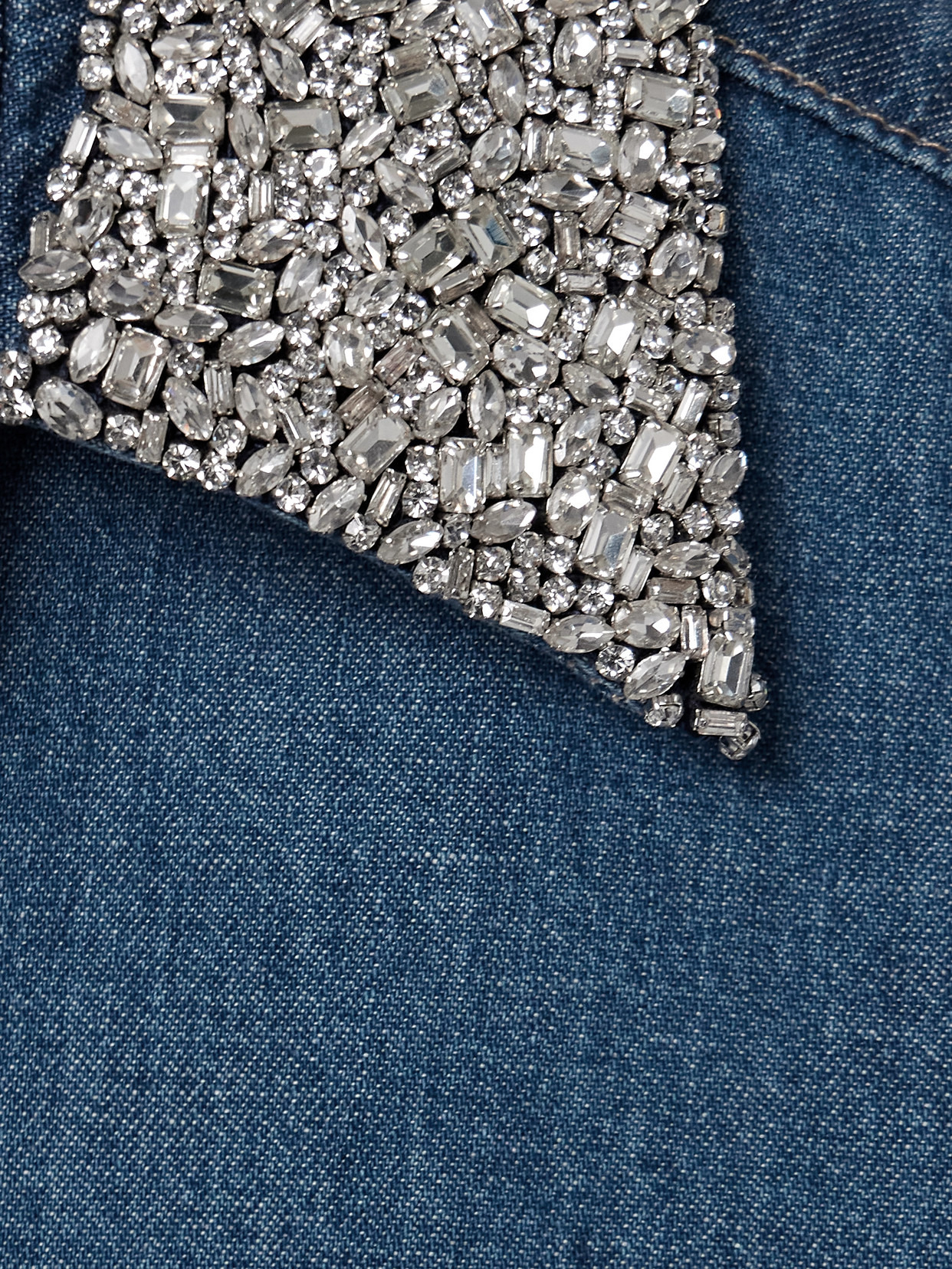 My Ex's Denim Cropped Crystal-embellished Denim Shirt - 5