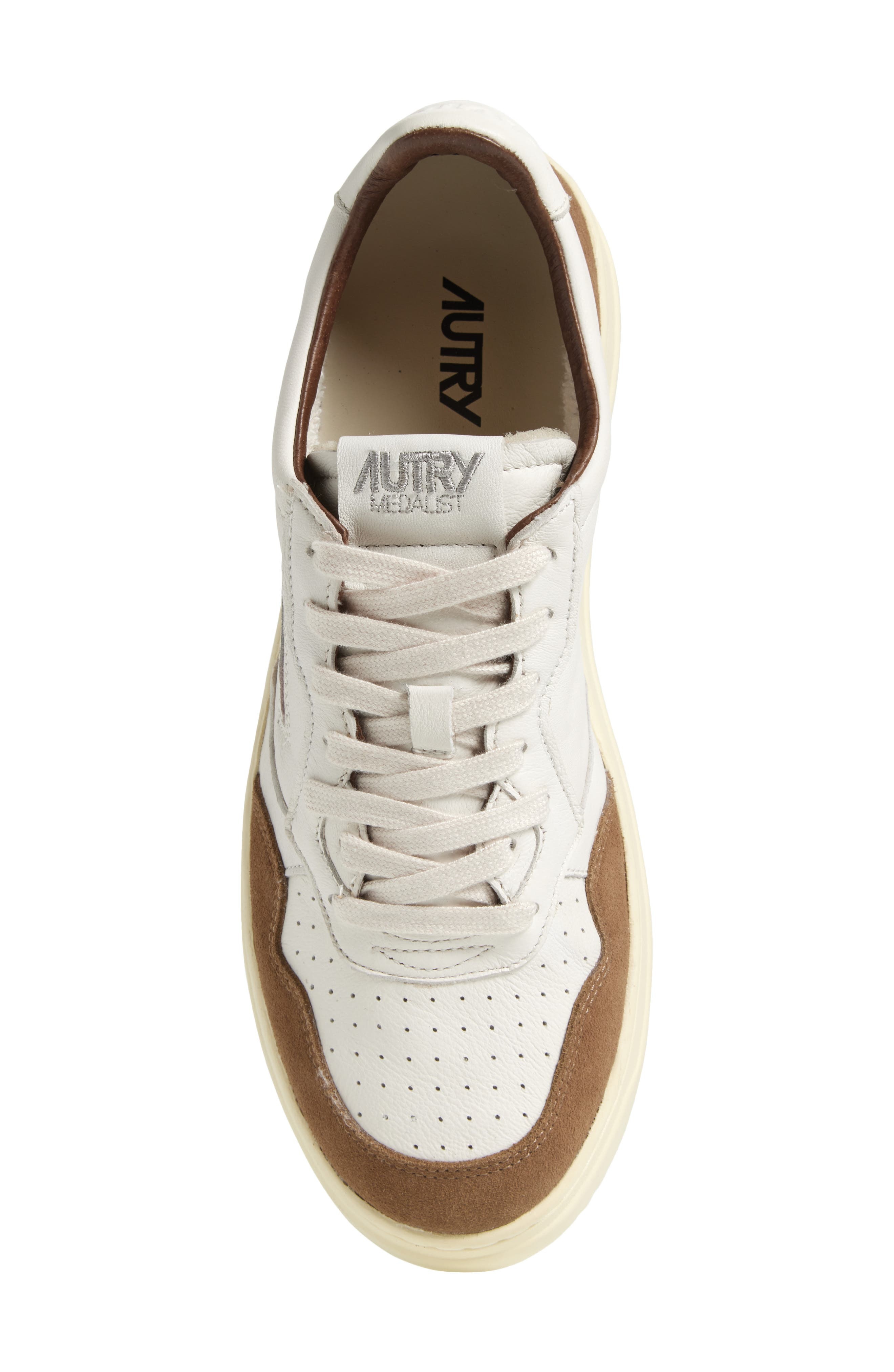 AUTRY Medalist Low Sneaker in Goat/Suede White/Cigar at Nordstrom - 5