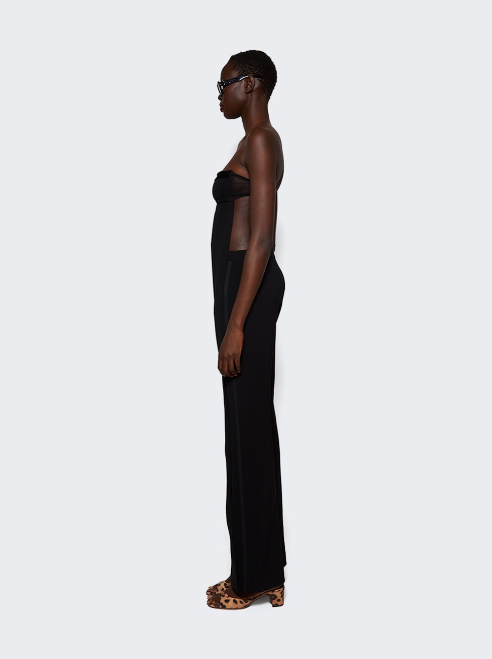 Illusion Draped Bustier Jumpsuit Black - 4