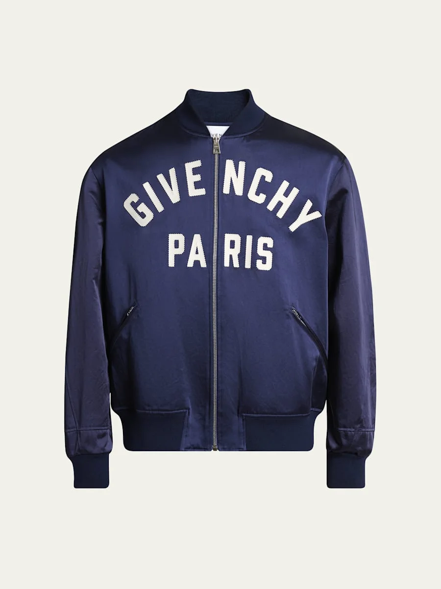 Men's Satin Logo Bomber Jacket - 1