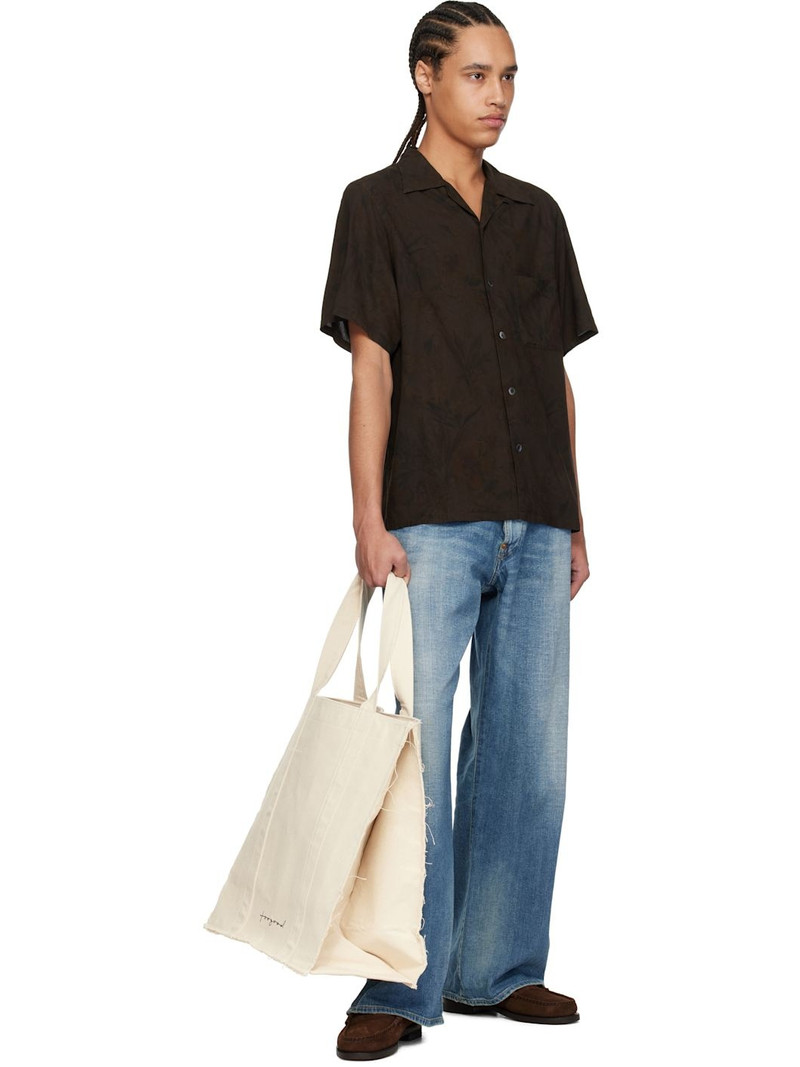TAIGA TAKAHASHI Brown Lot. 113 Open Collar Shirt outlook