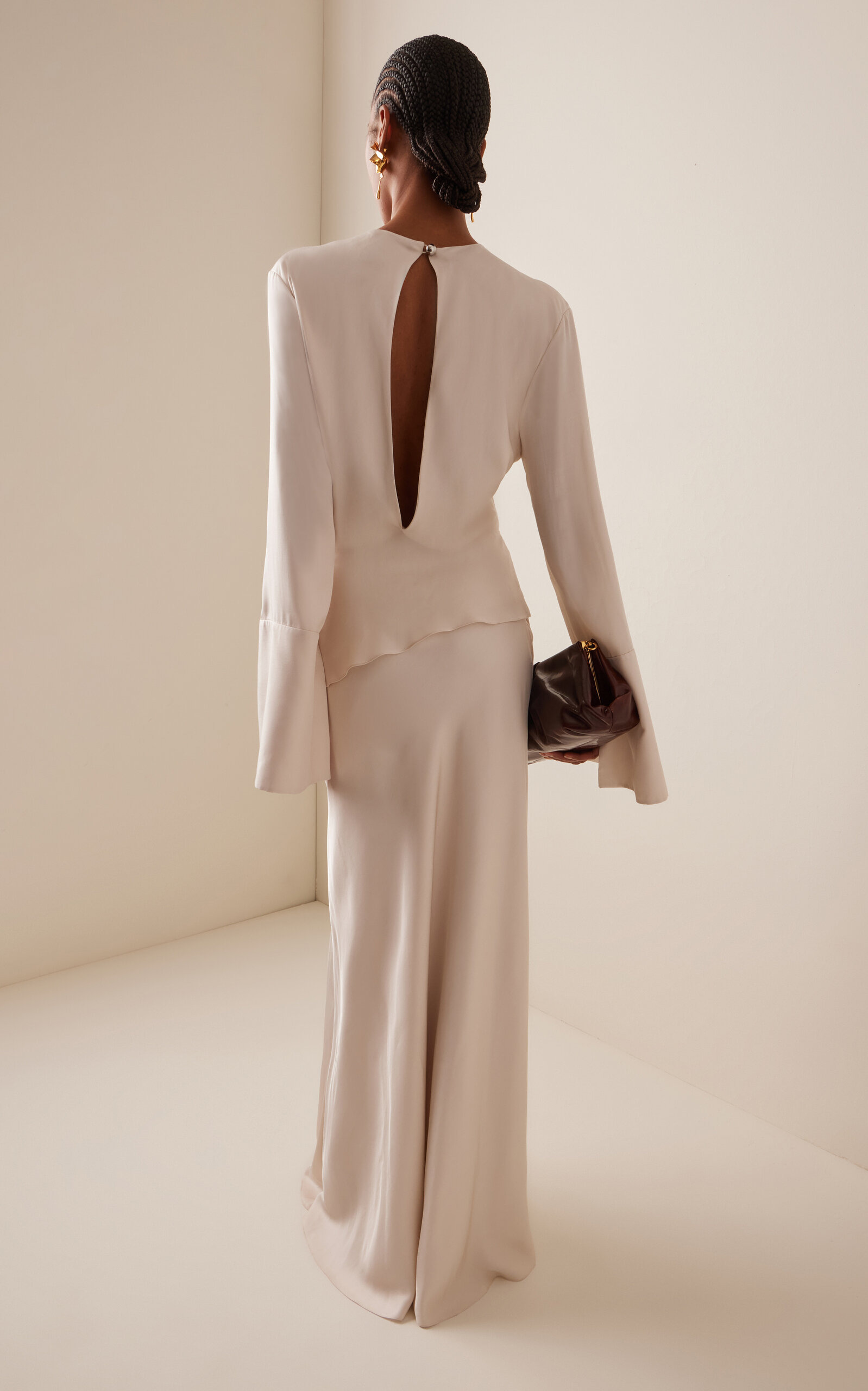 The Violet Tiered Fluid Twill Maxi Dress off-white - 4