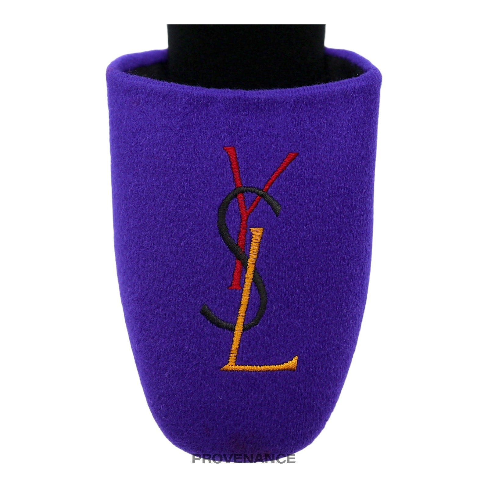 Yves Saint Laurent YSL Velour Logo Slipper - Purple - 5