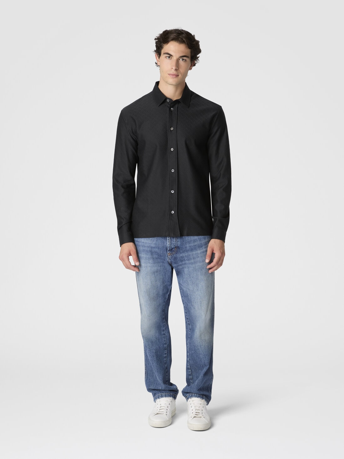 Zigzag Jersey Cotton Shirt Tone on Tone - 2