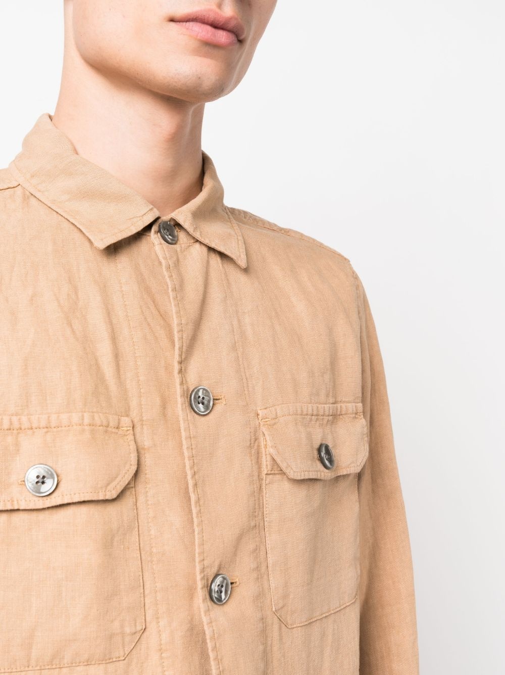 long-sleeved linen overshirt - 5