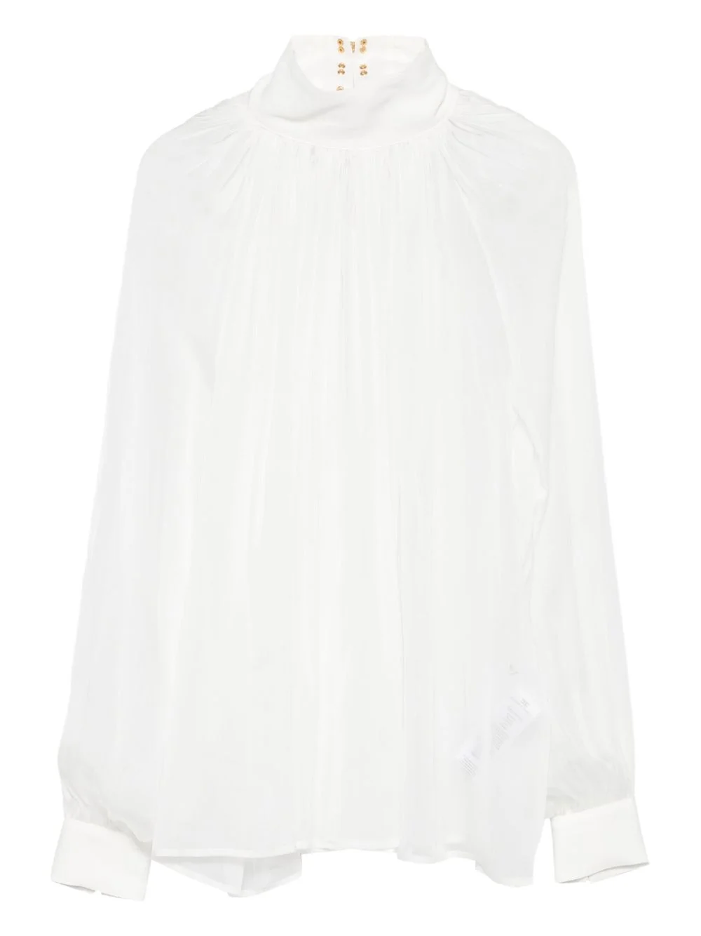 high-neck gathered silk top - 1