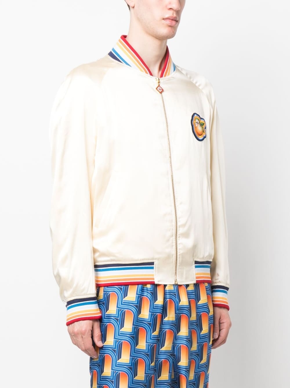 logo-patch bomber jacket - 3