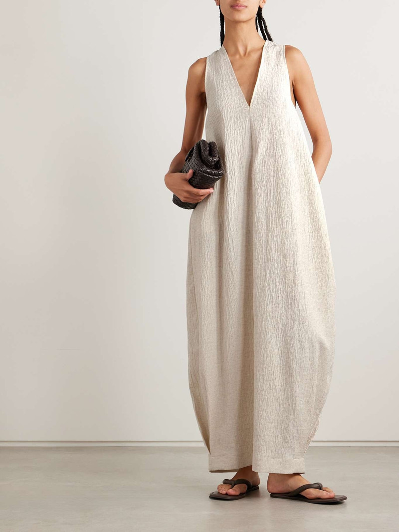 TOVE Eladia crinkled cotton-blend maxi dress Taupe outlook