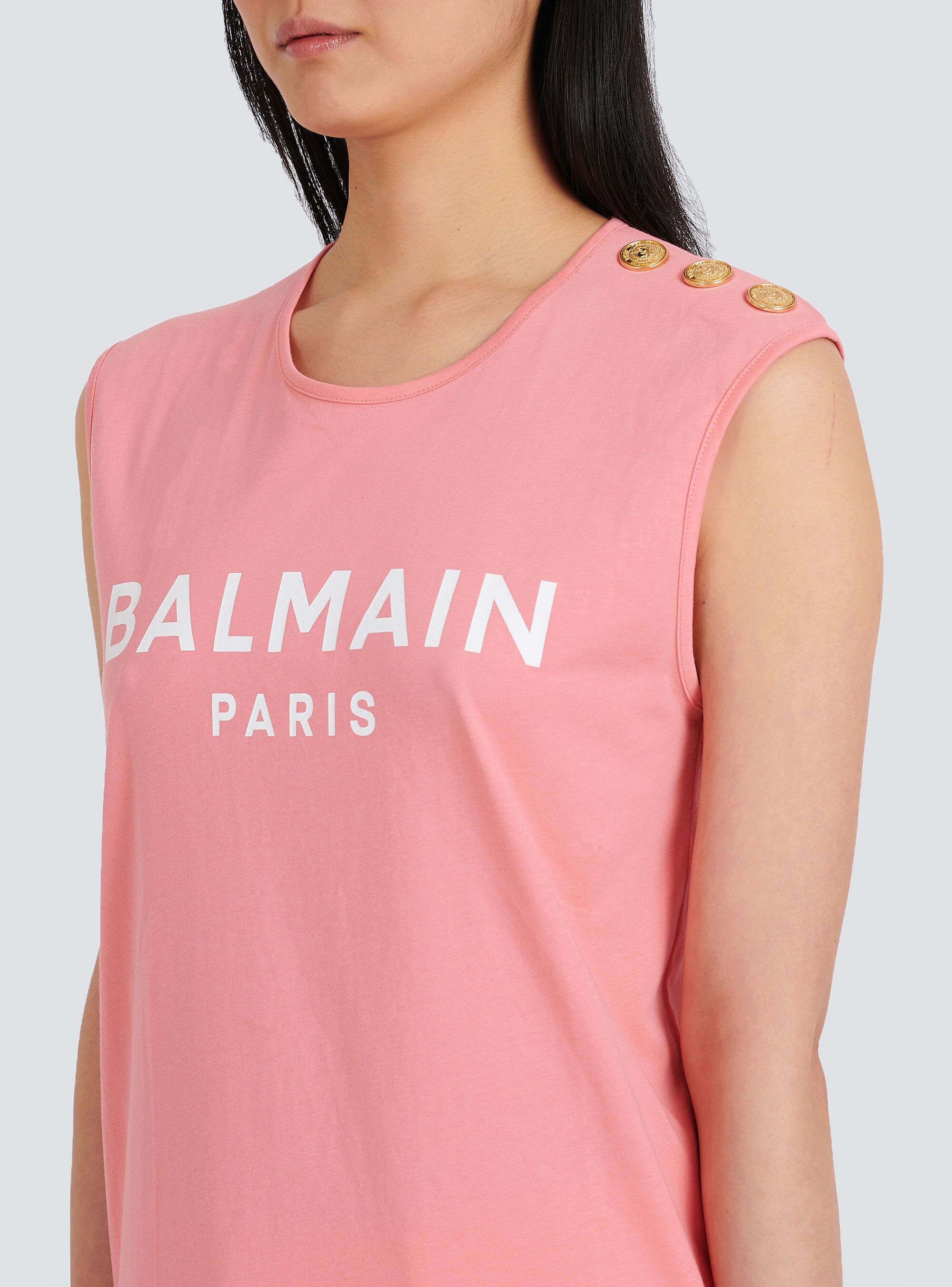 Eco-designed cotton T-shirt with Balmain logo print - 7