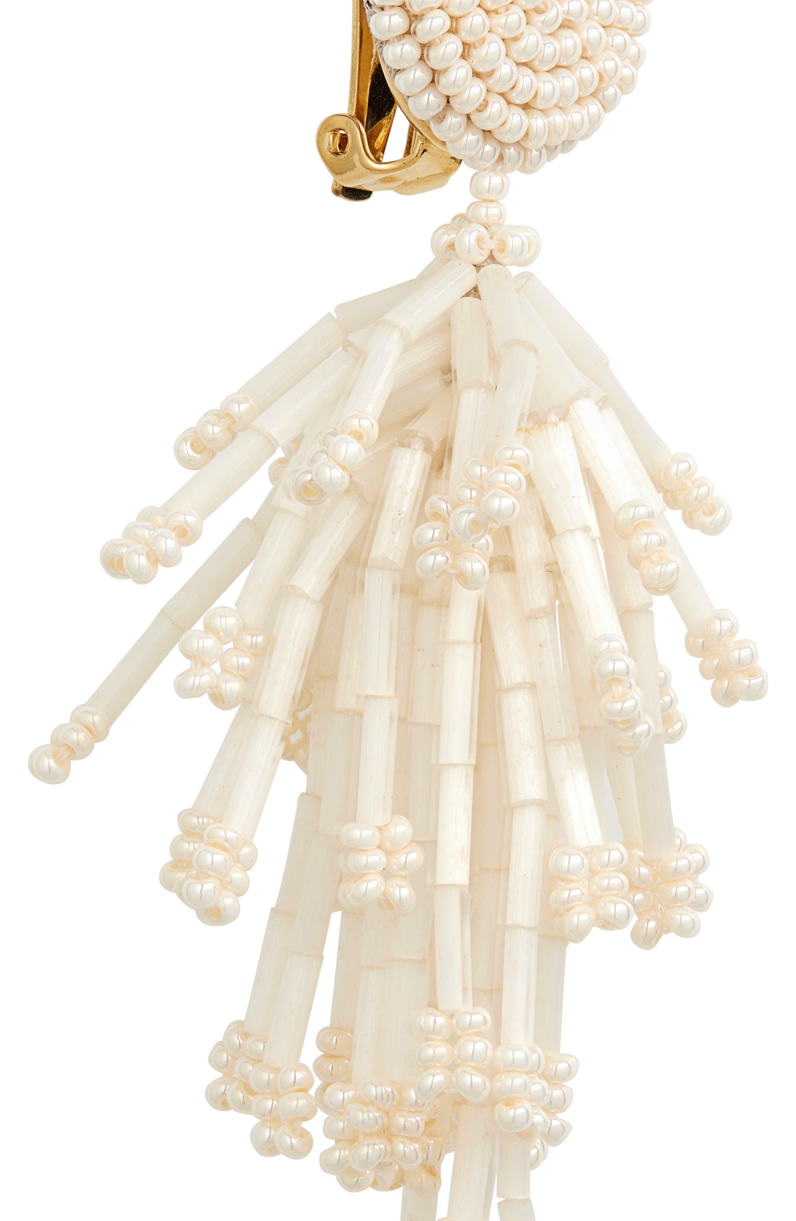 Oscar de la Renta Fringe Tassel Clip-On Drop Earrings in Ivory at Nordstrom - 5