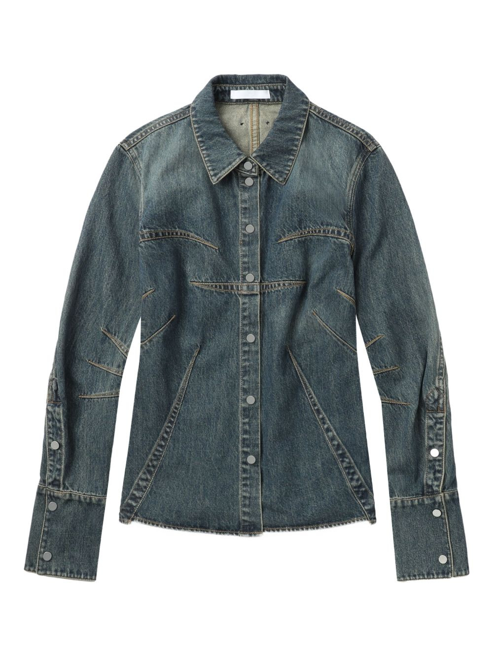 denim panelled shirt - 1