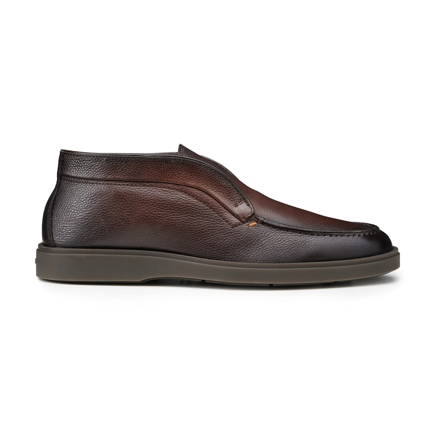 Men's dark brown tumbled leather desert boot - 1