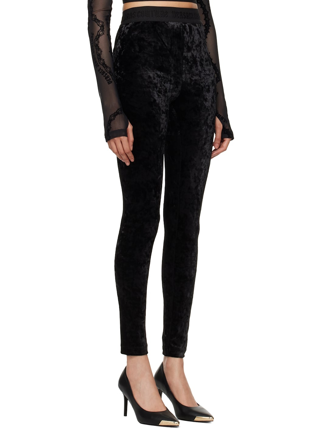 Black Velvet Leggings - 2
