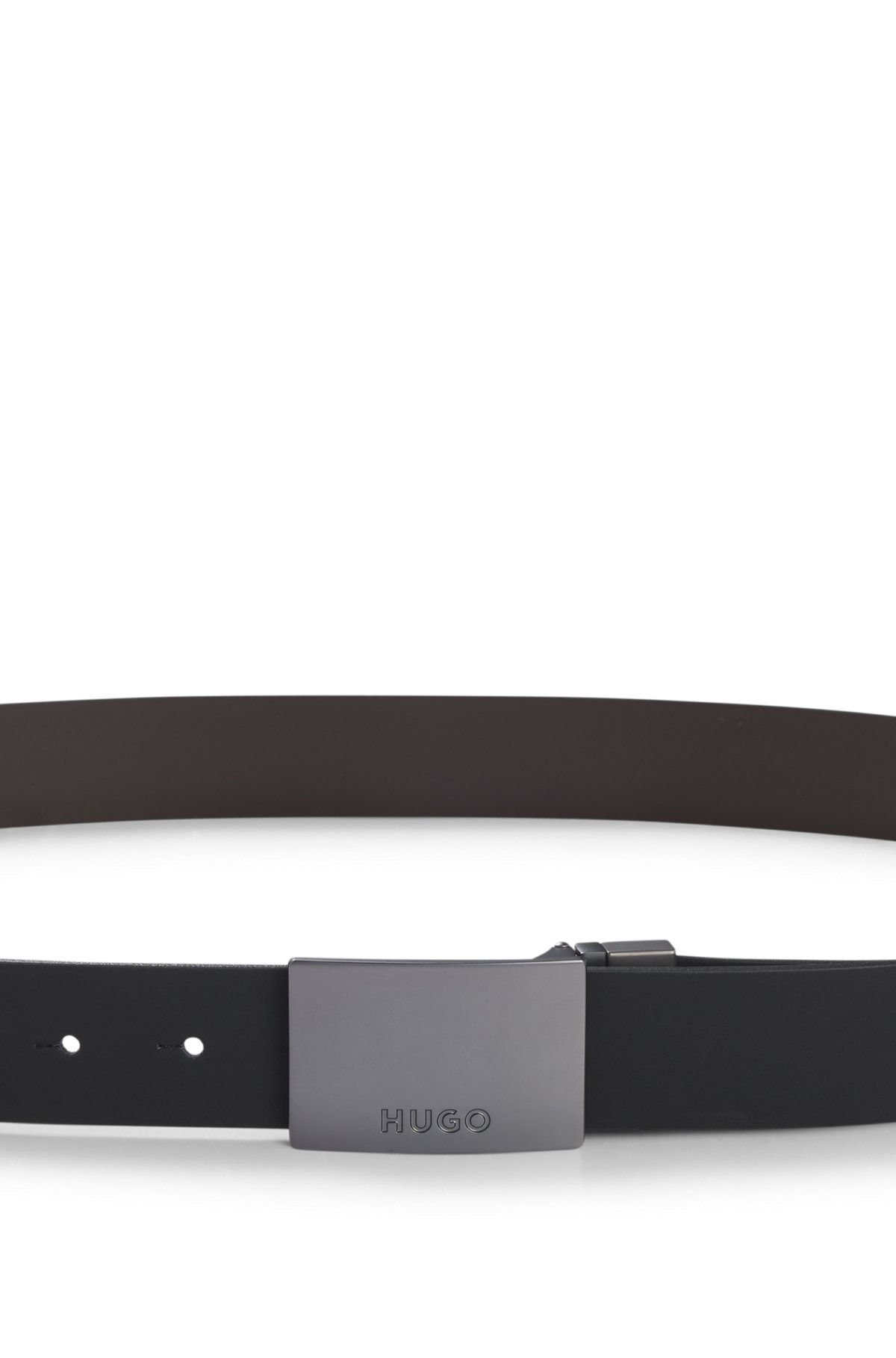 REVERSIBLE ITALIAN-LEATHER BELT WITH TWO BUCKLES - 4