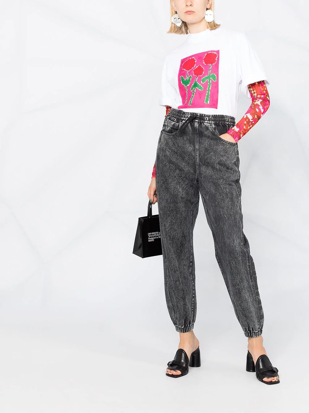 floral-print cropped T-shirt - 2