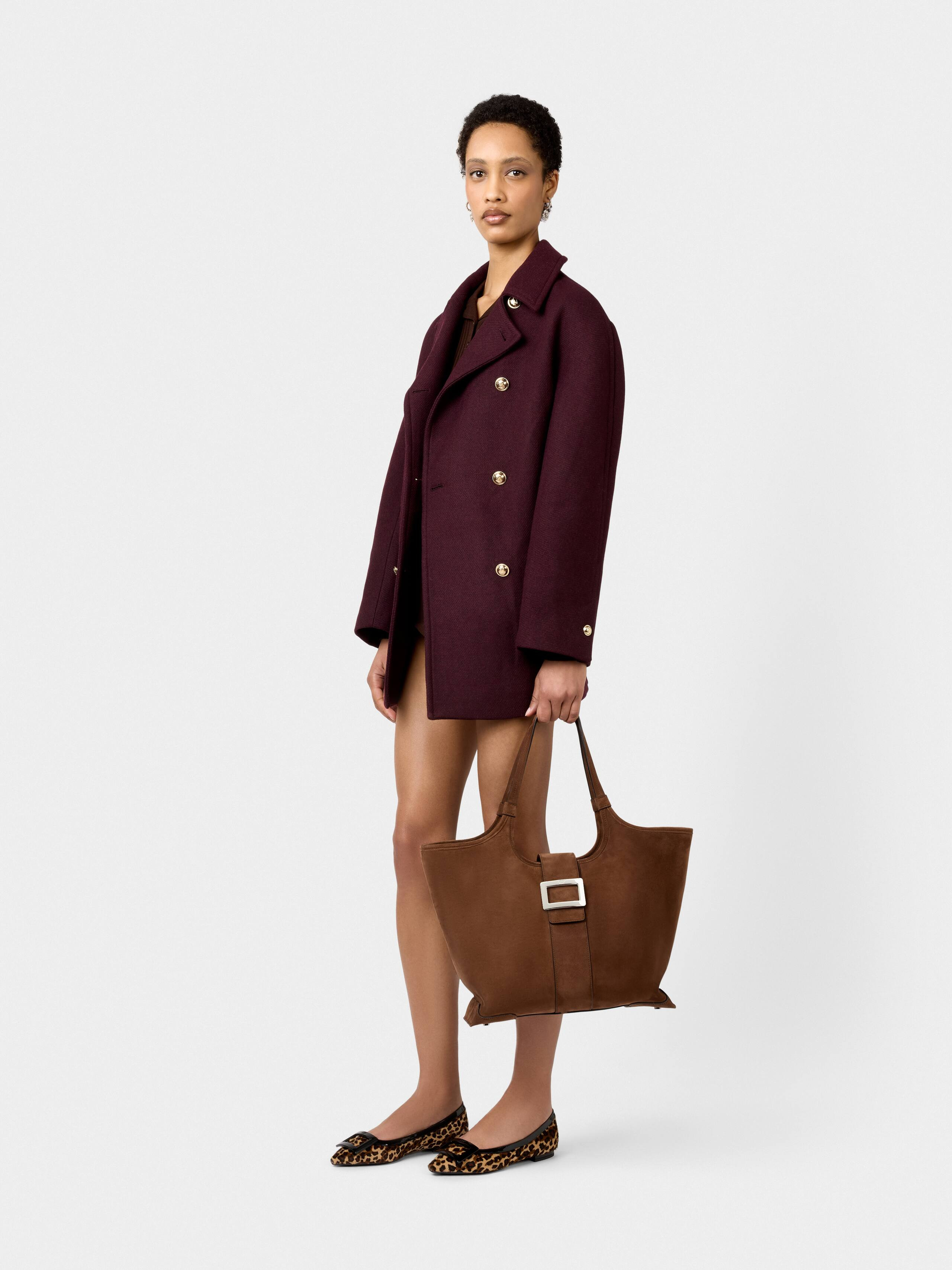 Viv' Choc Medium Shopping Bag in suede - 9