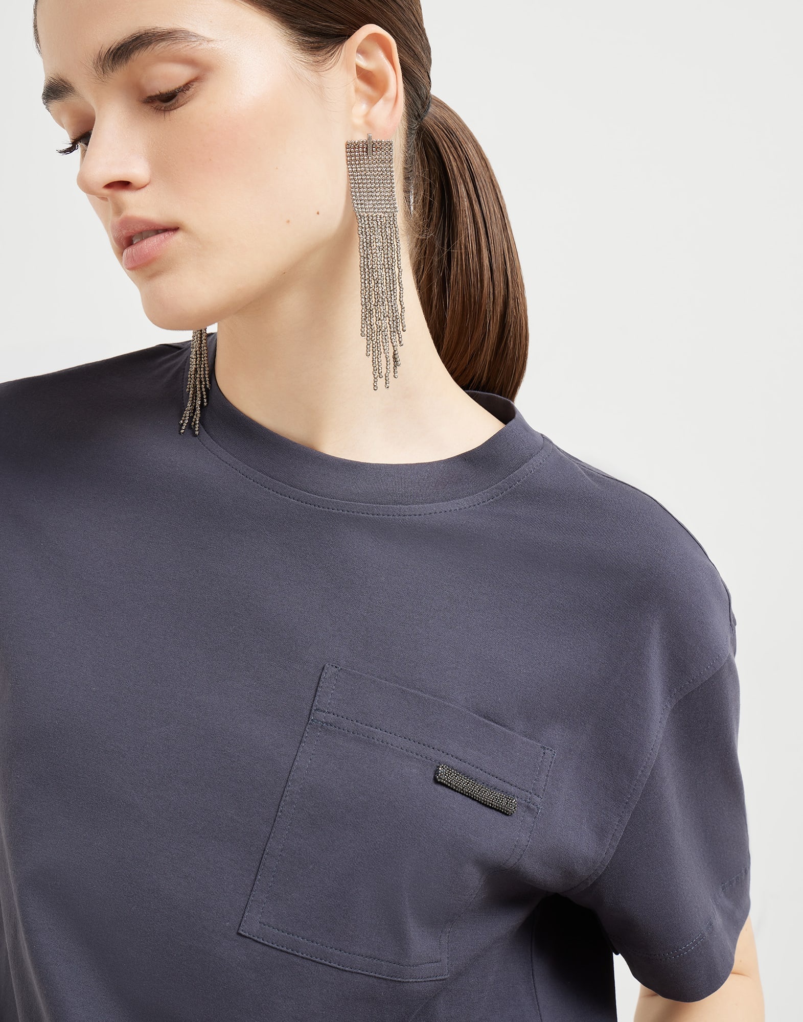 Cotton jersey T-shirt with shiny tab - 3