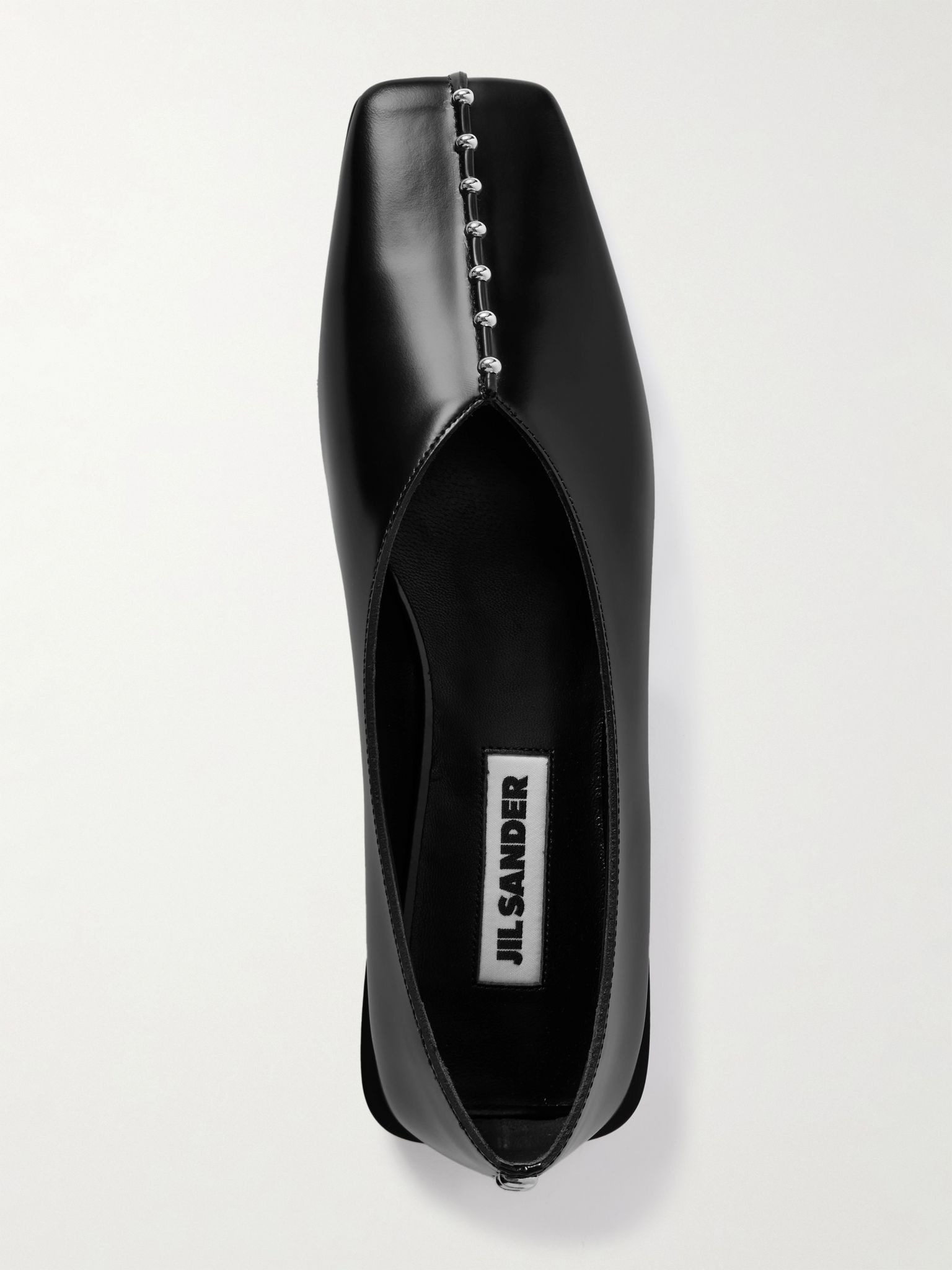 Studded leather ballet flats Black - 5