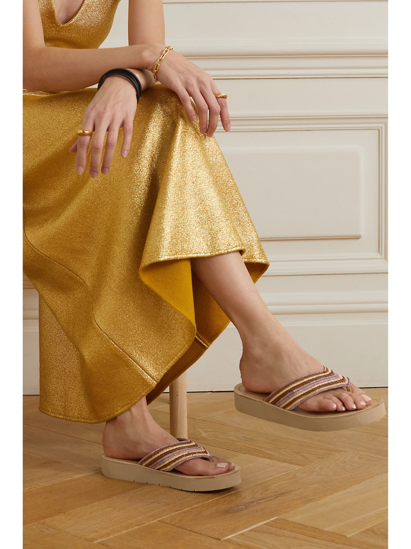 GABRIELA HEARST Clemence Striped Raffia Platform Flip Flops outlook