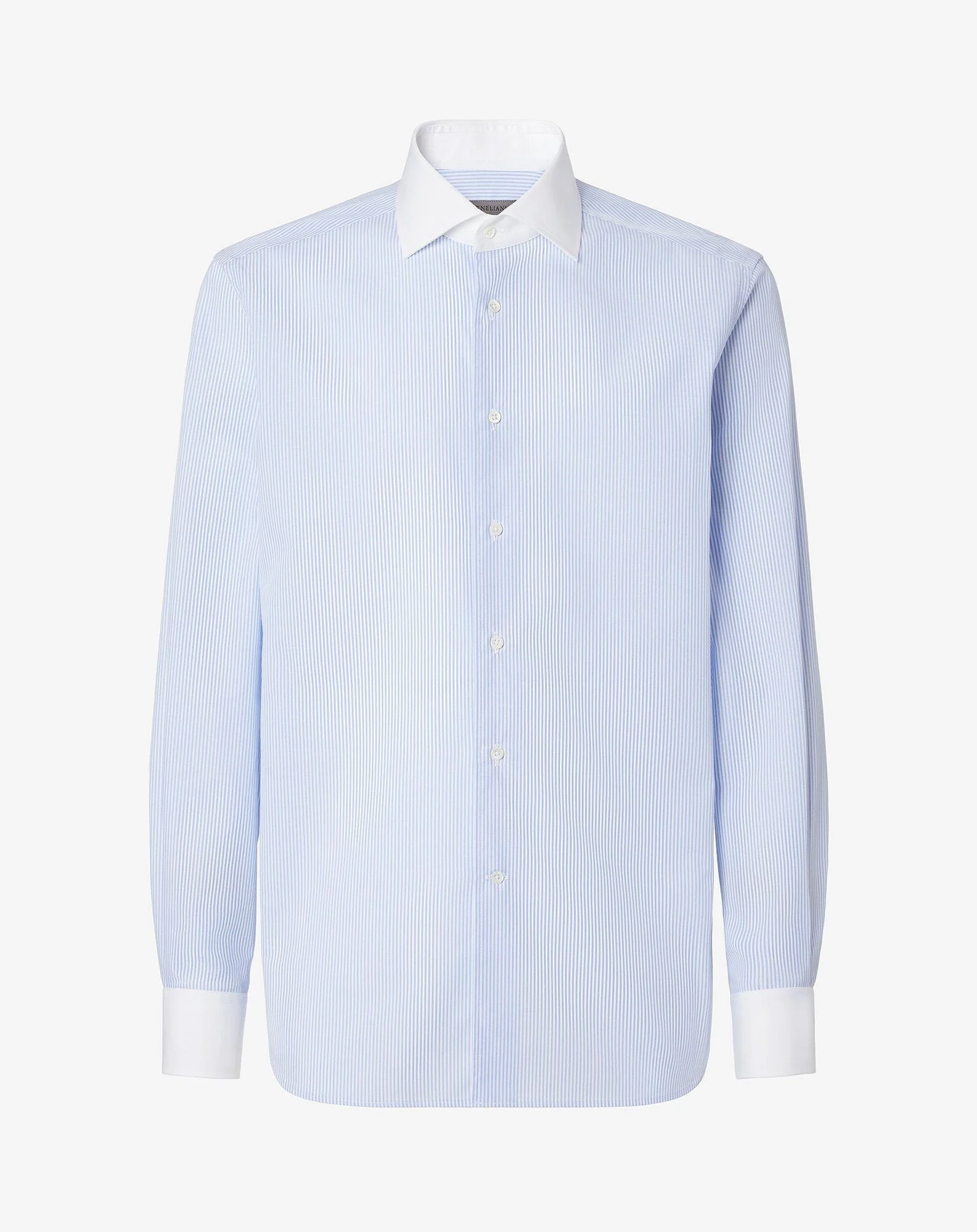 Blue striped cotton twill shirt - 1