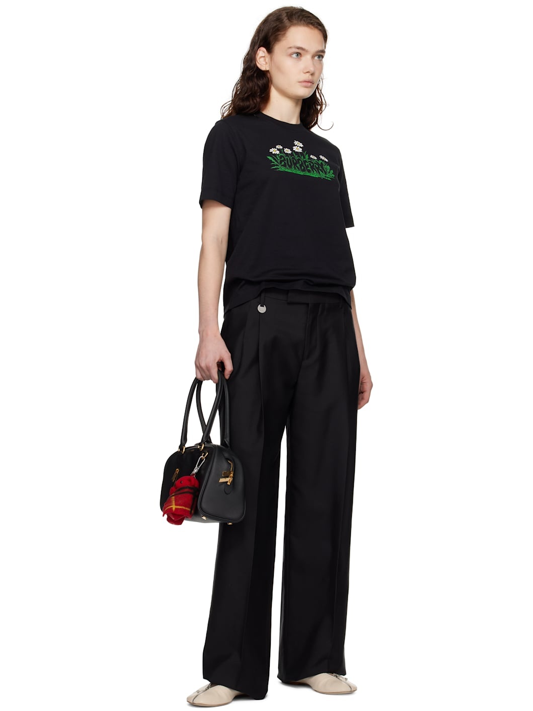 Black Daisy Logo Cotton T-shirt - 4