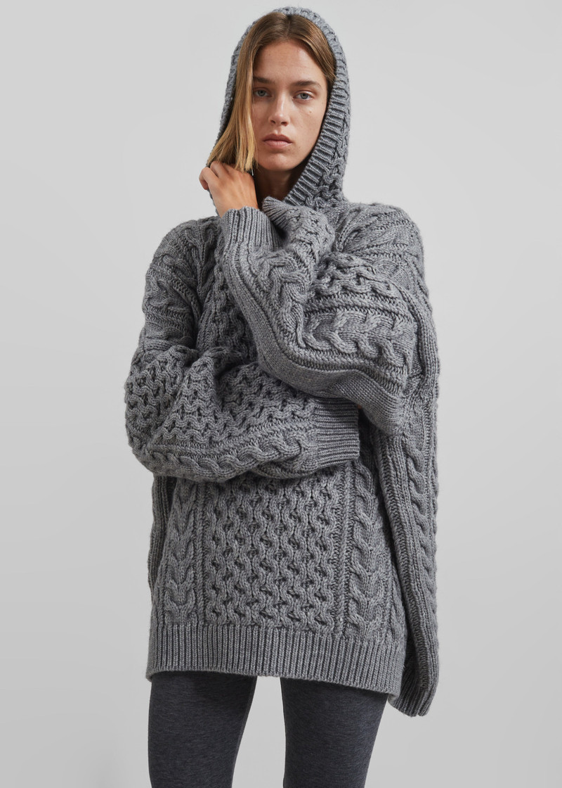 Adare Braided Knit Hoodie - Grey 9
