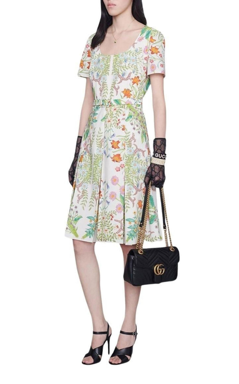 GUCCI New Flora print cotton midi dress outlook