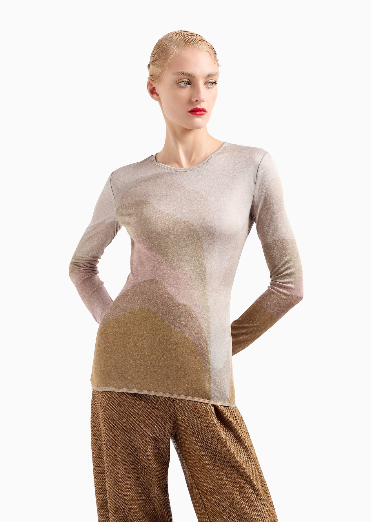 Printed silk interlock crew-neck jumper - 2