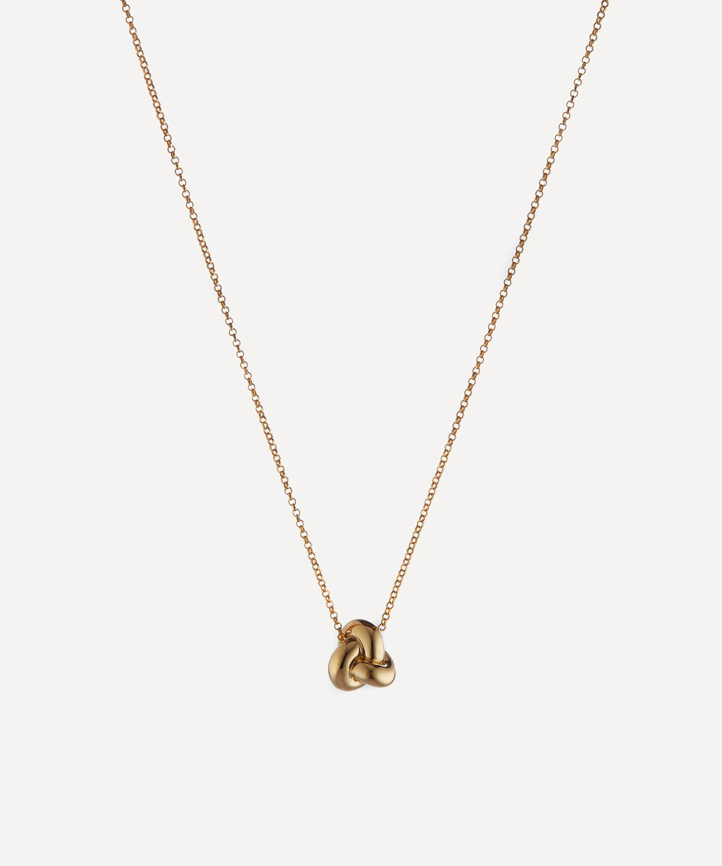 14ct Gold-Plated Vermeil Silver Knot Pendant Necklace - 1