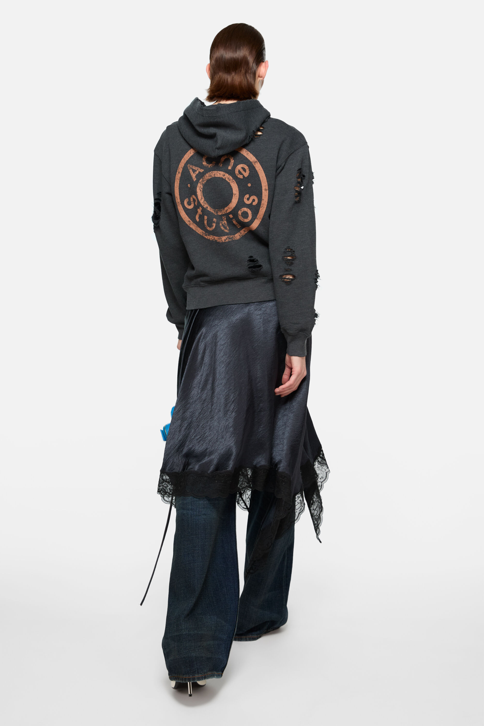 Hooded zipper sweater - Black melange - 3