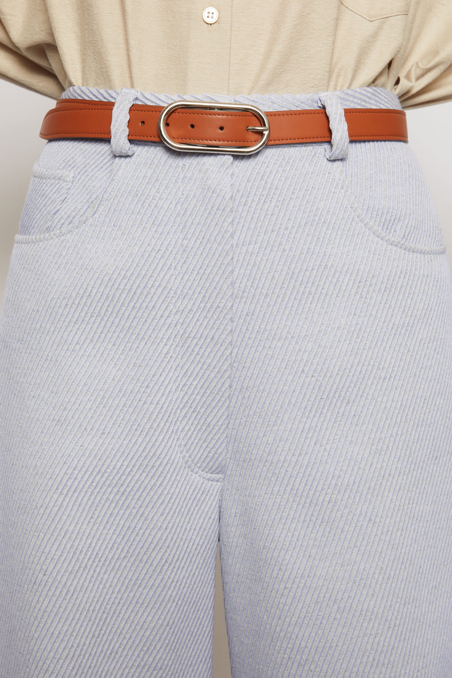 Logo-buckle leather belt almond brown - 2