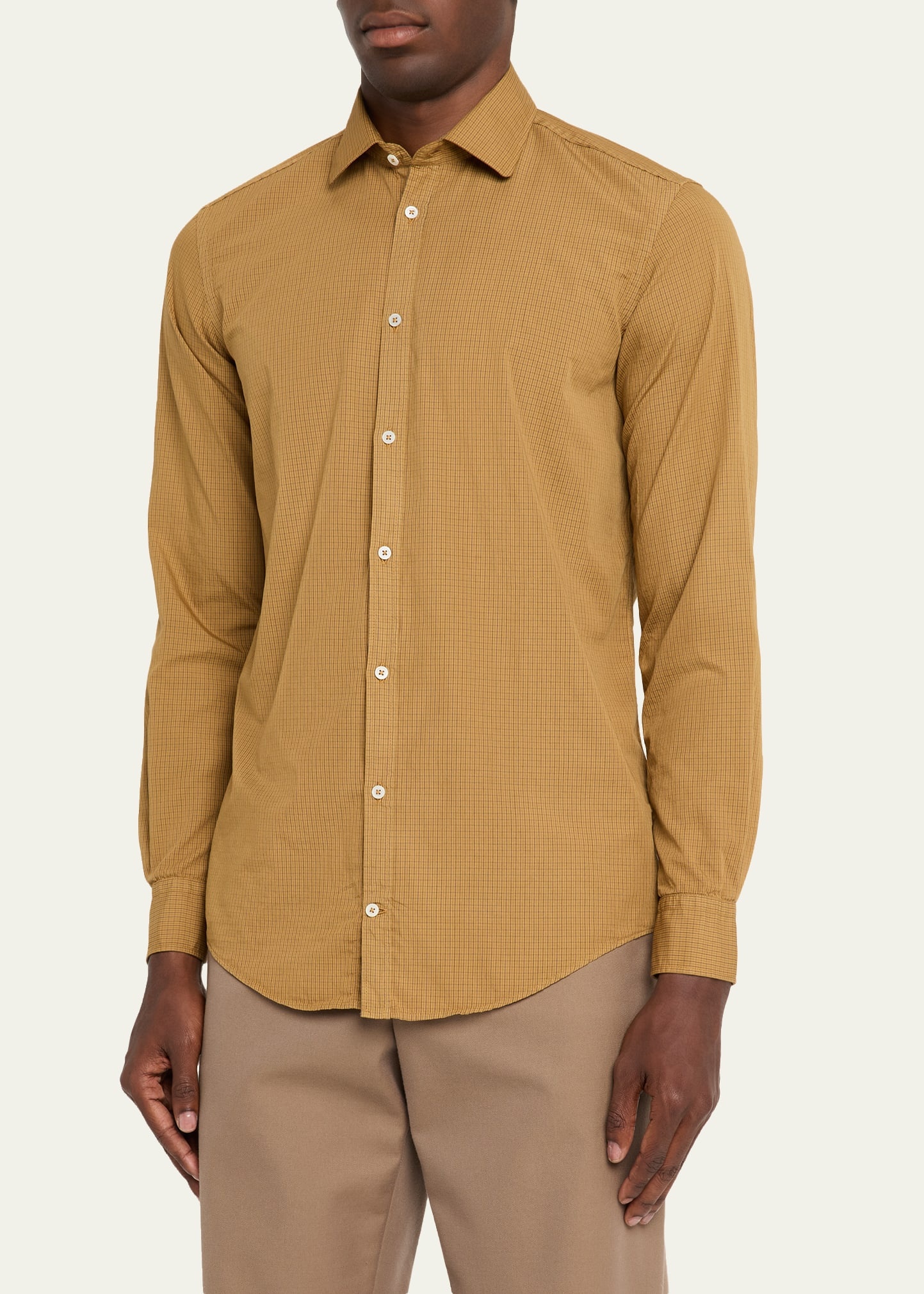 Men's Canary Micro-Check Button-Down Shirt - 4
