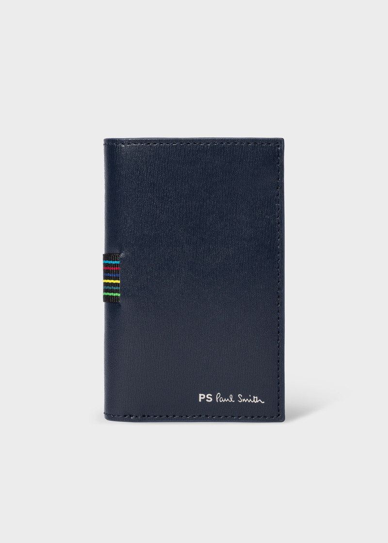 Navy Leather 'Sports Stripe' Credit Card Wallet 1