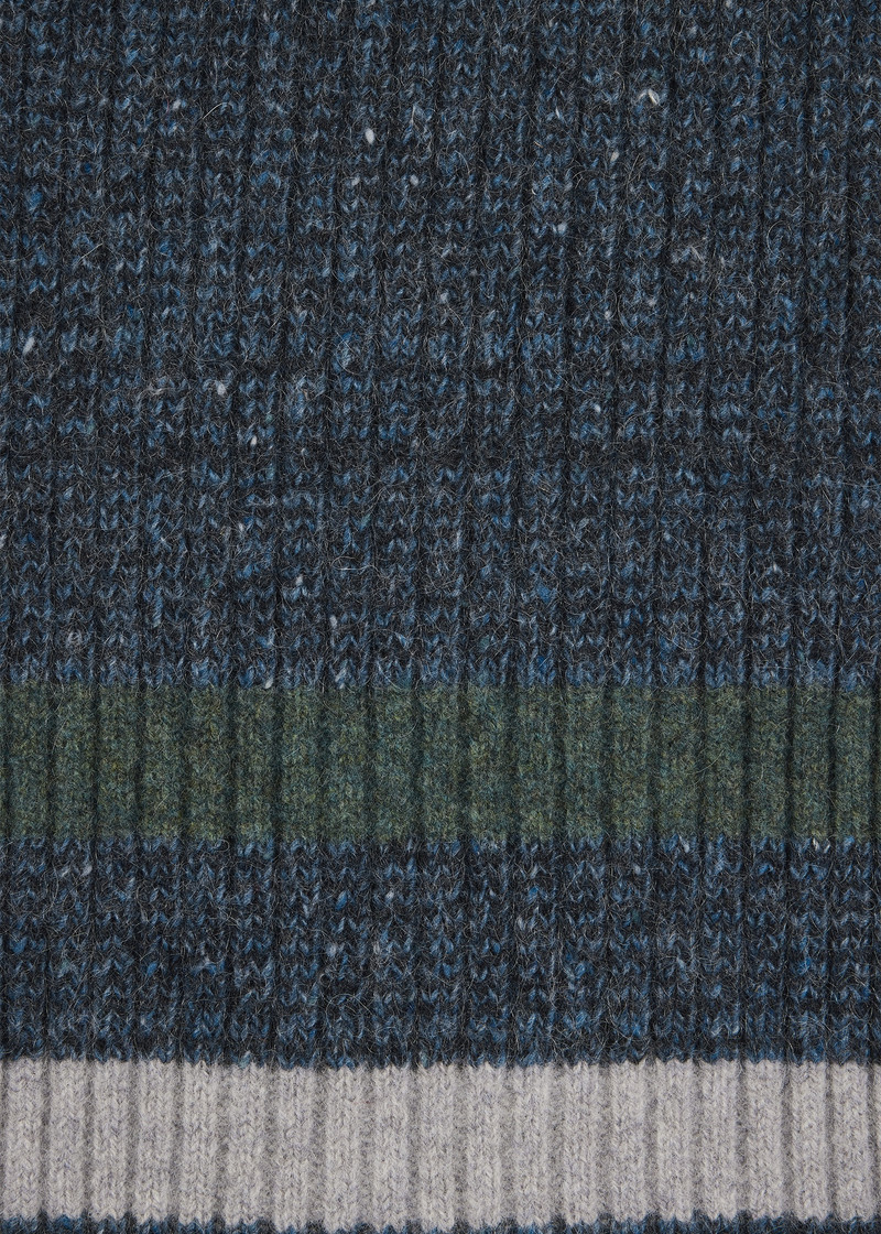 Blue Mohair-Blend Stripe Scarf 4