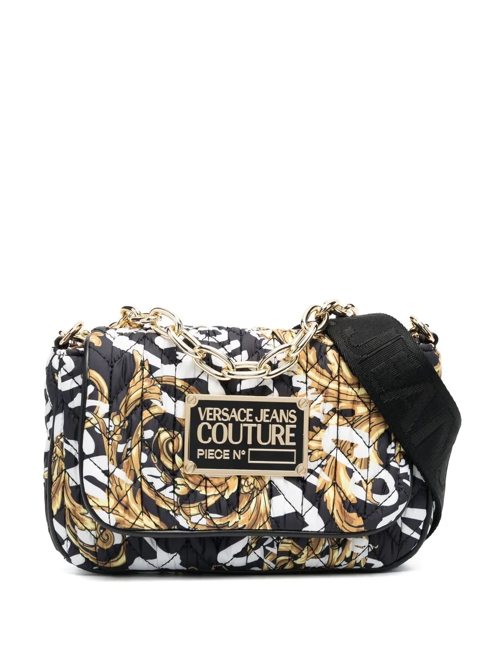 baroque-pattern print shoulder bag - 1