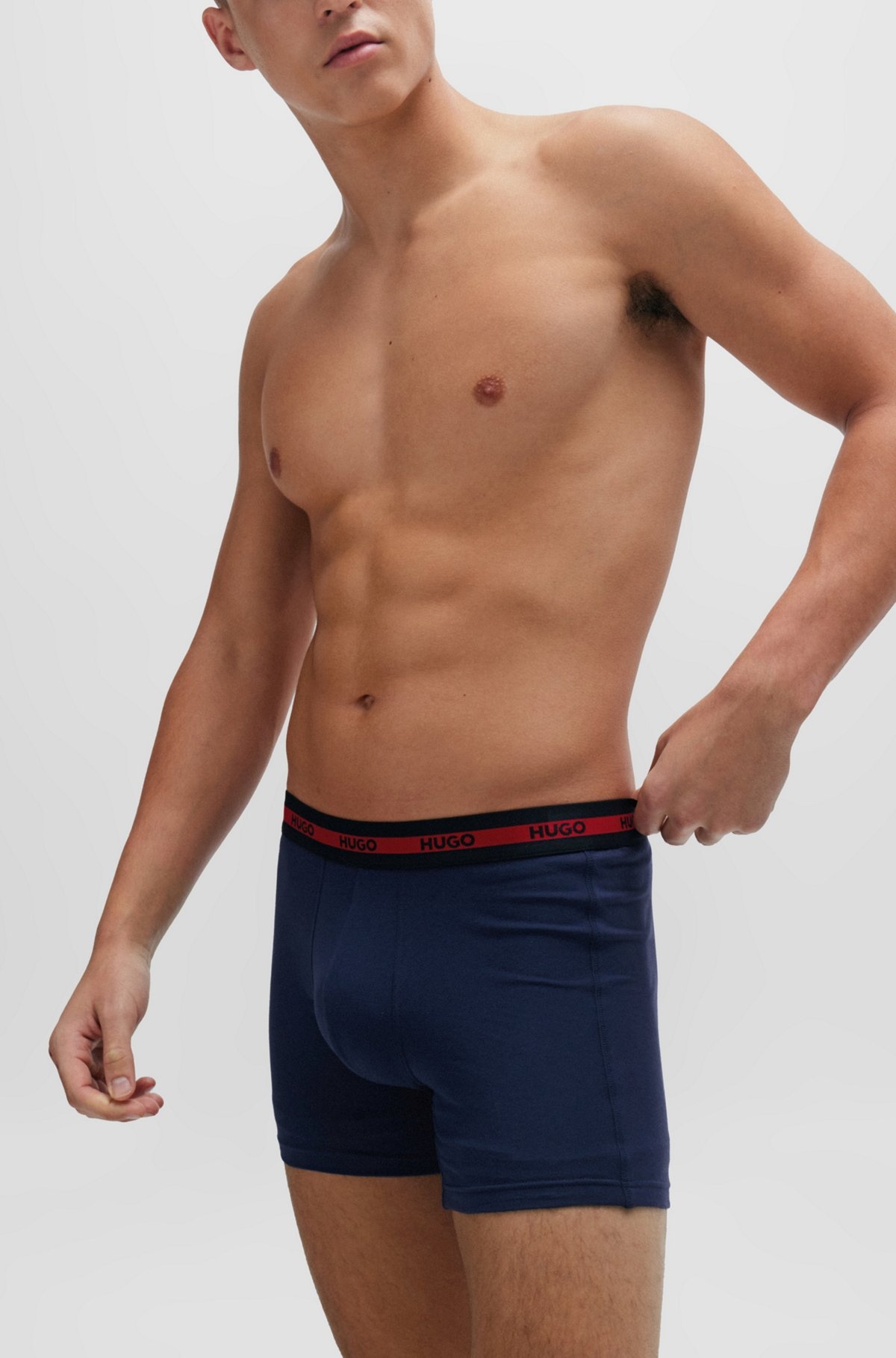 THREE-PACK OF STRETCH-COTTON BOXER BRIEFS WITH LOGO WAISTBANDS - 4