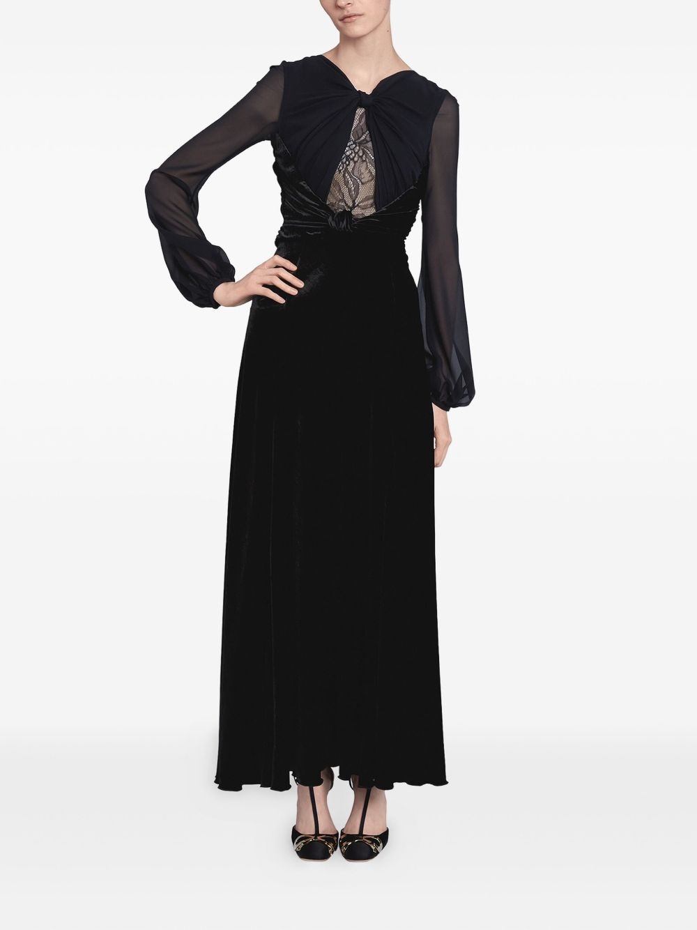 lace-insert dress - 2