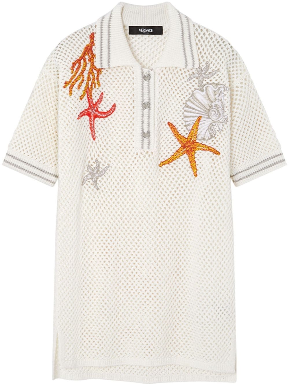 crochet-knit polo shirt - 1