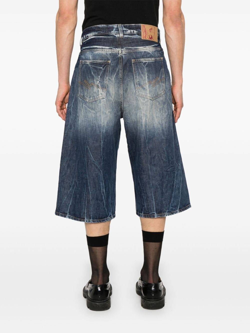 logo-patch denim shorts - 4