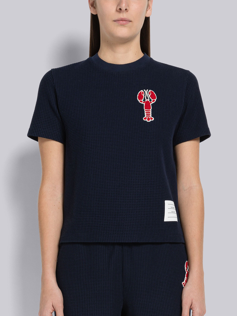 Textured Check Sequin Lobster Short Sleeve Tee 1