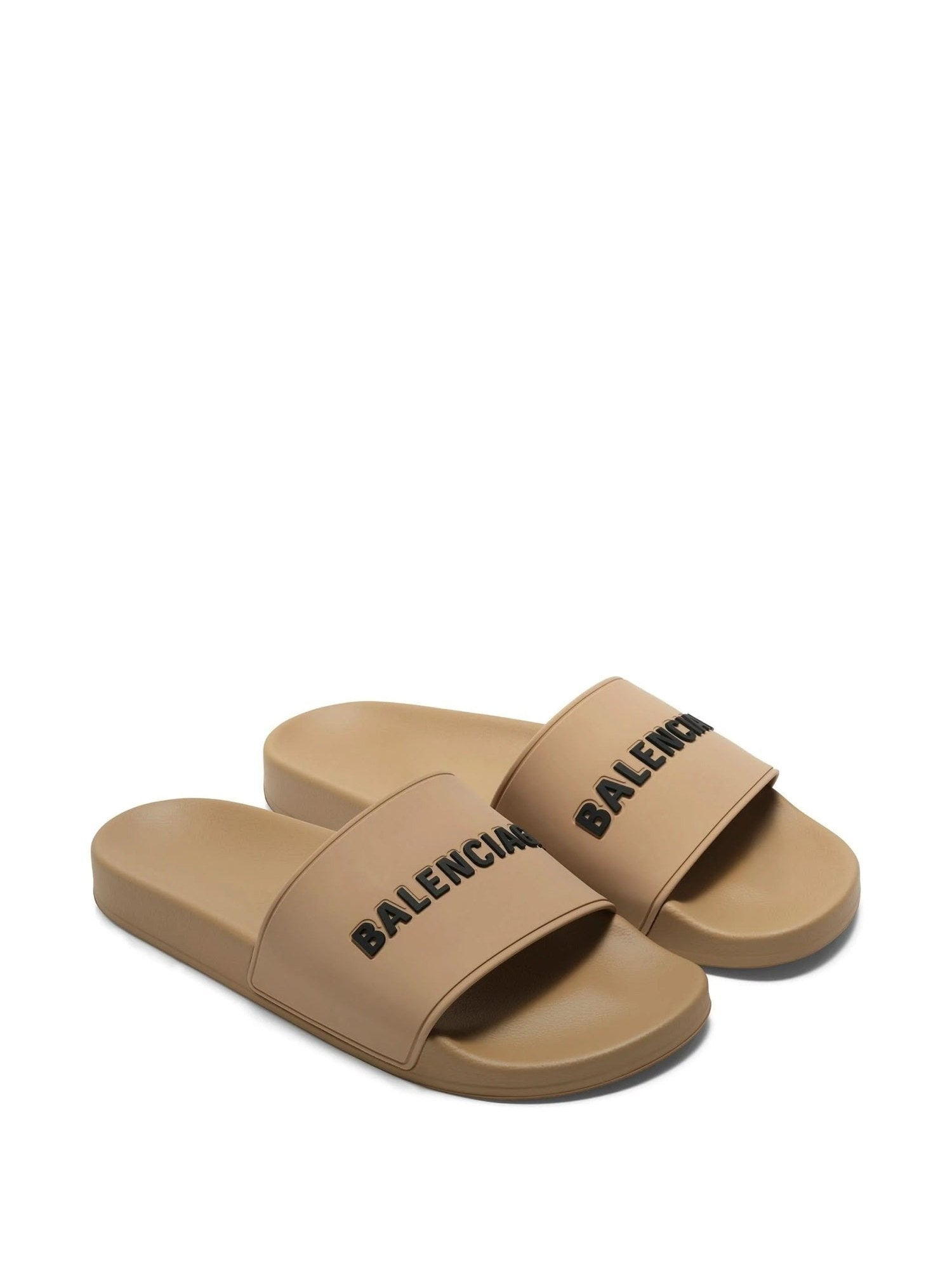 3D Logo Rubber Pool Slide Sandal in Beige/Black - 2