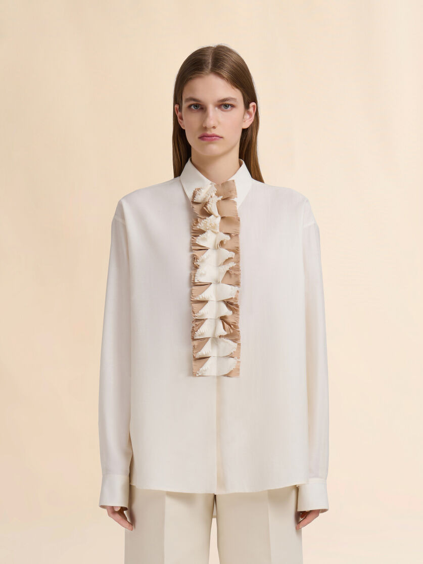 CREAM TWILL SHIRT WITH DETACHABLE PLASTRON - 2