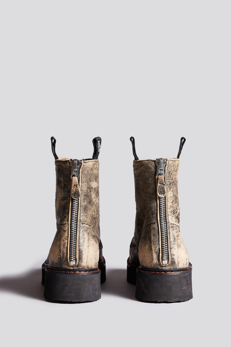 R13 SINGLE STACK BOOTS (W/ VISIBLE GROMMETS = 8) - DISTRESSED BROWN - R13 outlook