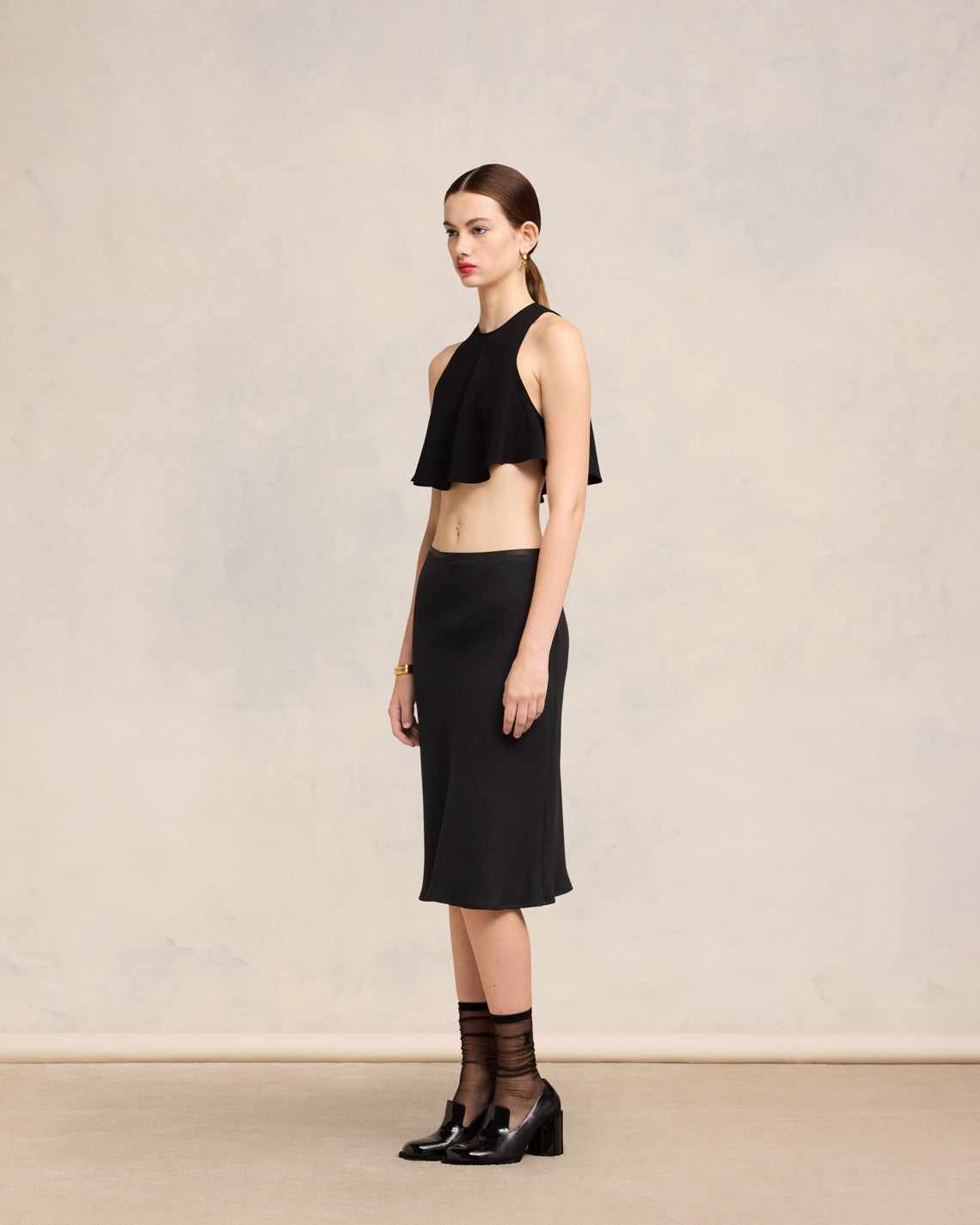 MIDI SKIRT WITH ELASTICATED WAIST - 6