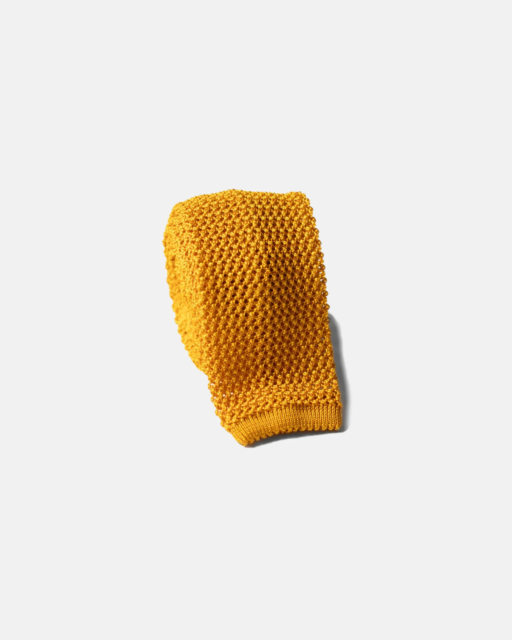 MADE-IN-ITALY YELLOW SOLID SILK KNIT TIE - 1