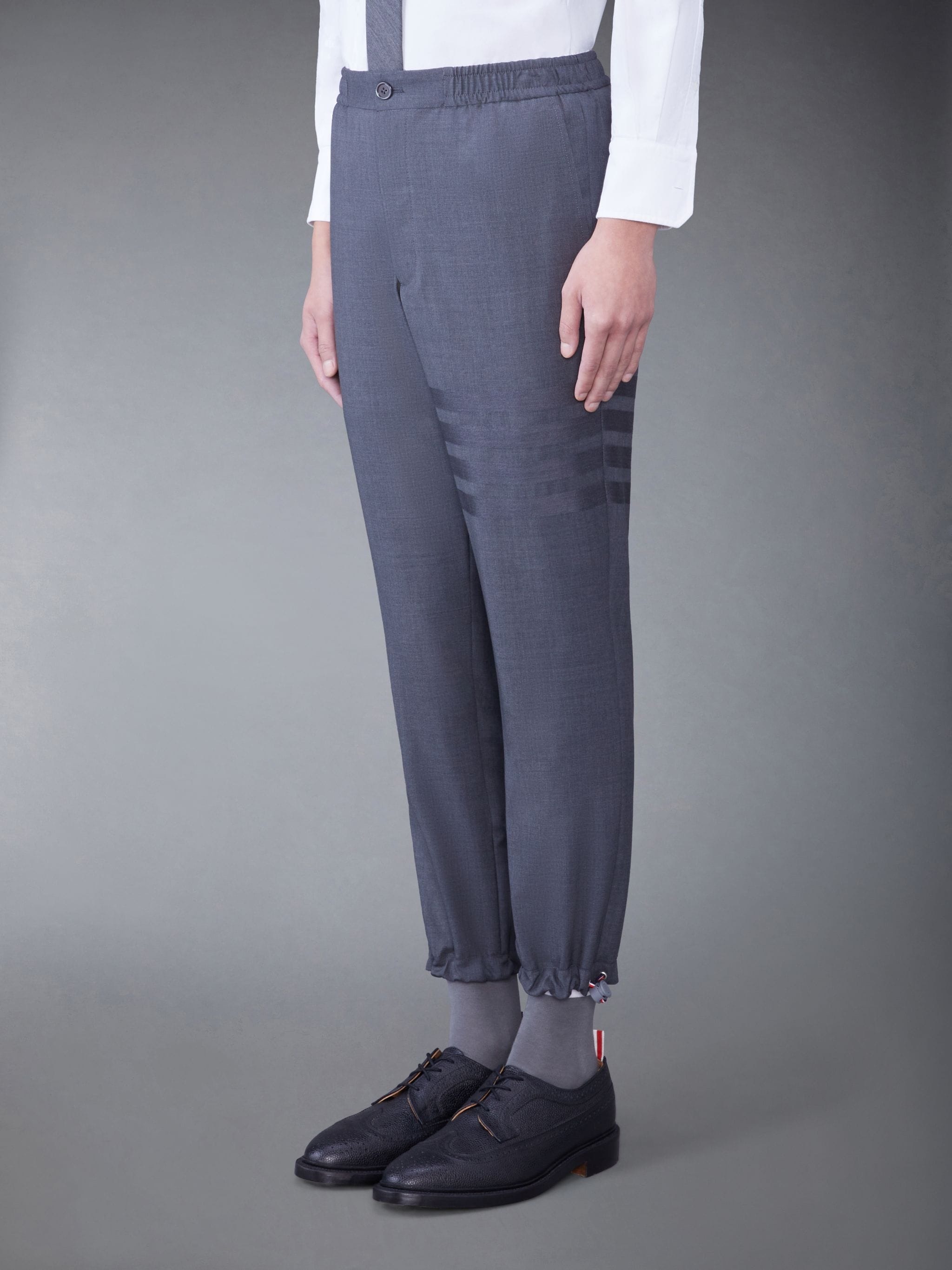 PLAIN WEAVE 4-BAR ELASTIC WAIST TRACK TROUSER - 2