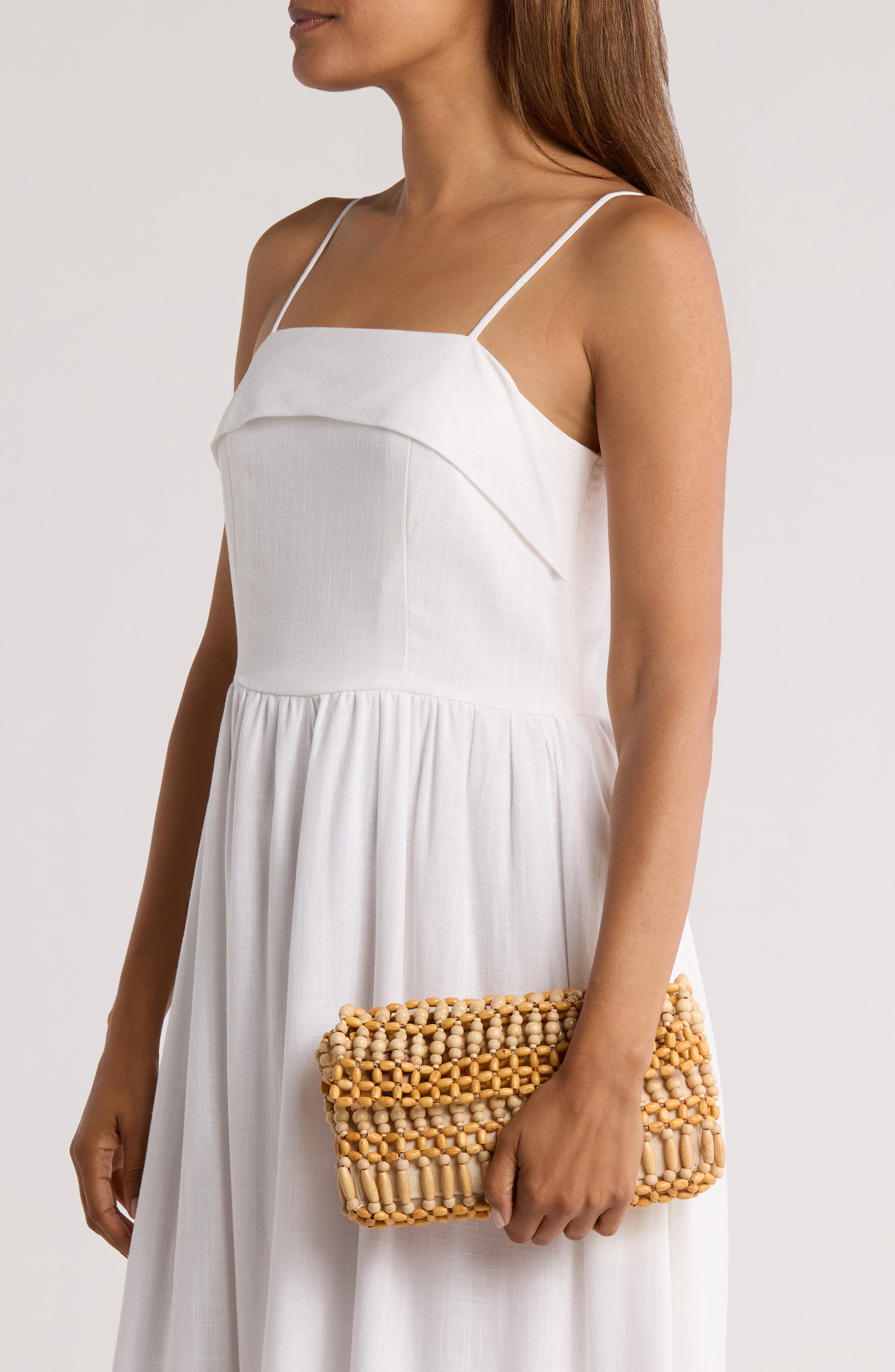 STAUD Timmy Beaded Shoulder Bag in Natural Wood Beads at Nordstrom - 3